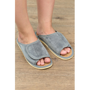 Тапки женские "Lepilov" арт. 122п эко-замша + пробка (р-ры: 37-42) серый велюр