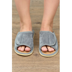 Тапки женские "Lepilov" арт. 122п эко-замша + пробка (р-ры: 37-42) серый велюр
