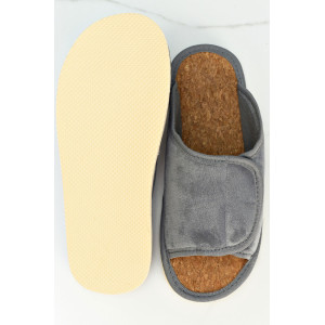 Тапки женские "Lepilov" арт. 122п эко-замша + пробка (р-ры: 37-42) серый велюр