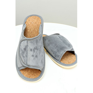 Тапки женские "Lepilov" арт. 122п эко-замша + пробка (р-ры: 37-42) серый велюр