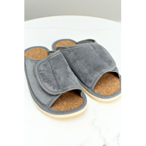 Тапки женские "Lepilov" арт. 122п эко-замша + пробка (р-ры: 37-42) серый велюр