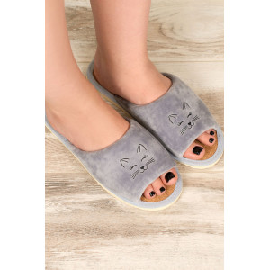 Тапки женские "Lepilov" арт. 130п велюр + пробка (р-ры: 36-42) сер. вел. закр. глаза