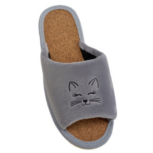 Тапки женские "Lepilov" арт. 130п велюр + пробка (р-ры: 36-42) сер. вел. закр. глаза