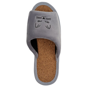 Тапки женские "Lepilov" арт. 130п велюр + пробка (р-ры: 36-42) сер. вел. закр. глаза