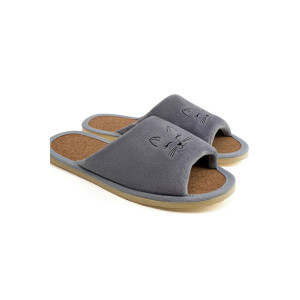 Тапки женские "Lepilov" арт. 130п велюр + пробка (р-ры: 36-42) сер. вел. закр. глаза