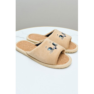 Тапки женские "Lepilov" арт. 130п велюр + пробка (р-ры: 36-42) беж. вел. кот. мульт. Тапки женские "Lepilov" арт. 130п велюр + пробка (р-ры: 36-42) беж. вел. кот. мульт.