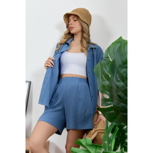 Рубашка женская "Сиеста-5" плательная ткань (р-ры: 44-58) индиго