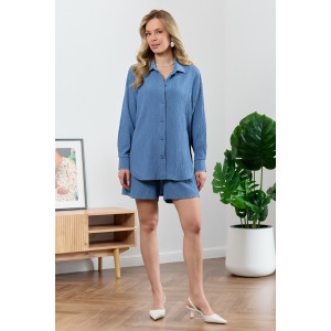 Рубашка женская "Сиеста-5" плательная ткань (р-ры: 44-58) индиго