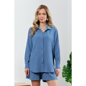 Рубашка женская "Сиеста-5" плательная ткань (р-ры: 44-58) индиго