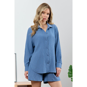 Рубашка женская "Сиеста-5" плательная ткань (р-ры: 44-58) индиго