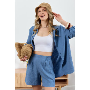 Рубашка женская "Сиеста-5" плательная ткань (р-ры: 44-58) индиго