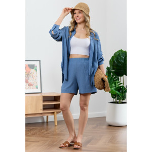 Рубашка женская "Сиеста-5" плательная ткань (р-ры: 44-58) индиго