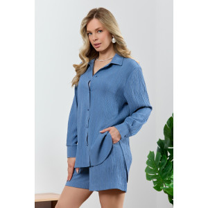Рубашка женская "Сиеста-5" плательная ткань (р-ры: 44-58) индиго