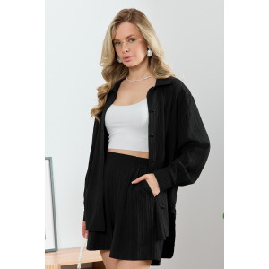 Рубашка женская "Сиеста-5" плательная ткань (р-ры: 44-58) черный