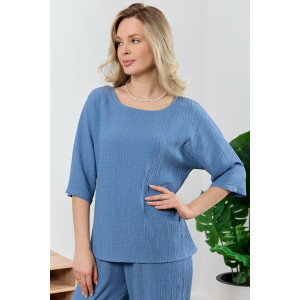 Блузка женская "Сиеста-6" плательная ткань (р-ры: 44-54) индиго