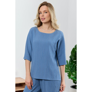 Блузка женская "Сиеста-6" плательная ткань (р-ры: 44-54) индиго