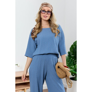 Блузка женская "Сиеста-6" плательная ткань (р-ры: 44-54) индиго