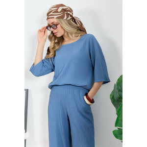 Блузка женская "Сиеста-6" плательная ткань (р-ры: 44-54) индиго