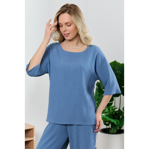 Блузка женская "Сиеста-6" плательная ткань (р-ры: 44-54) индиго