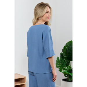 Блузка женская "Сиеста-6" плательная ткань (р-ры: 44-54) индиго