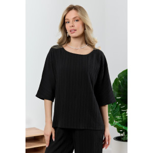 Блузка женская "Сиеста-6" плательная ткань (р-ры: 44-54) черный