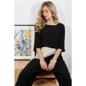 Блузка женская "Сиеста-6" плательная ткань (р-ры: 44-54) черный