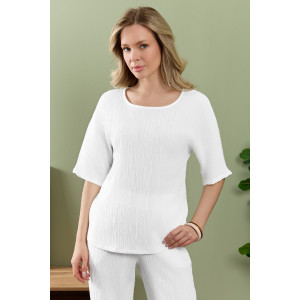 Блузка женская "Сиеста-6" плательная ткань (р-ры: 44-54) белый