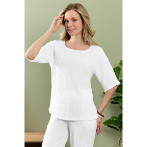 Блузка женская "Сиеста-6" плательная ткань (р-ры: 44-54) белый