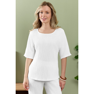 Блузка женская "Сиеста-6" плательная ткань (р-ры: 44-54) белый