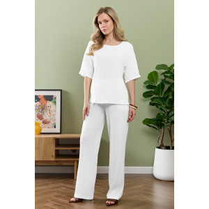 Блузка женская "Сиеста-6" плательная ткань (р-ры: 44-54) белый