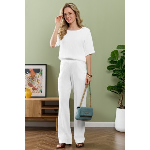 Блузка женская "Сиеста-6" плательная ткань (р-ры: 44-54) белый