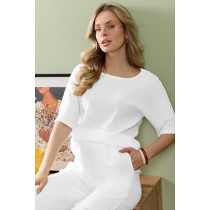 Блузка женская "Сиеста-6" плательная ткань (р-ры: 44-54) белый