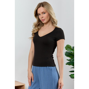 Блузка-топ женская "Сиеста-7" фактурный трикотаж (р-ры: 44-54) черный