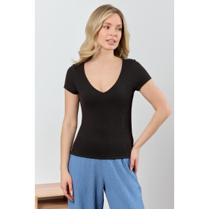 Блузка-топ женская "Сиеста-7" фактурный трикотаж (р-ры: 44-54) черный