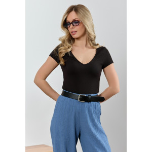 Блузка-топ женская "Сиеста-7" фактурный трикотаж (р-ры: 44-54) черный
