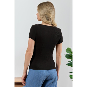 Блузка-топ женская "Сиеста-7" фактурный трикотаж (р-ры: 44-54) черный