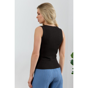 Майка-топ женская "Сиеста-8" фактурный трикотаж (р-ры: 44-54) черный