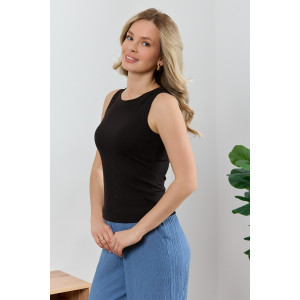 Майка-топ женская "Сиеста-8" фактурный трикотаж (р-ры: 44-54) черный