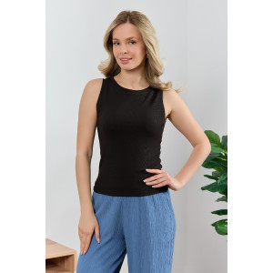Майка-топ женская "Сиеста-8" фактурный трикотаж (р-ры: 44-54) черный