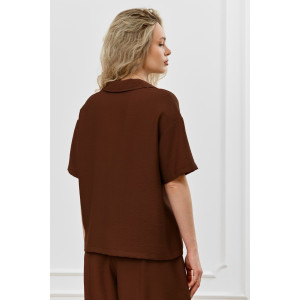 Блузка женская "Ясмина-1" фактурное полотно (р-ры: 44-54) коричневый Блузка женская "Ясмина-1" фактурное полотно (р-ры: 44-54) коричневый