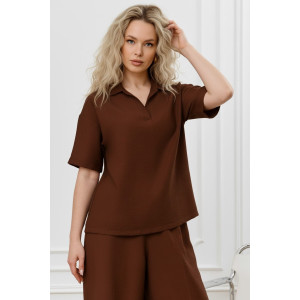 Блузка женская "Ясмина-1" фактурное полотно (р-ры: 44-54) коричневый Блузка женская "Ясмина-1" фактурное полотно (р-ры: 44-54) коричневый