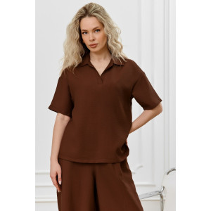 Блузка женская "Ясмина-1" фактурное полотно (р-ры: 44-54) коричневый Блузка женская "Ясмина-1" фактурное полотно (р-ры: 44-54) коричневый