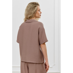 Блузка женская "Ясмина-1" фактурное полотно (р-ры: 44-54) какао Блузка женская "Ясмина-1" фактурное полотно (р-ры: 44-54) какао