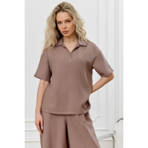 Блузка женская "Ясмина-1" фактурное полотно (р-ры: 44-54) какао Блузка женская "Ясмина-1" фактурное полотно (р-ры: 44-54) какао