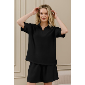 Блузка женская "Ясмина-1" фактурное полотно (р-ры: 44-54) черный Блузка женская "Ясмина-1" фактурное полотно (р-ры: 44-54) черный