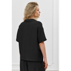 Блузка женская "Ясмина-1" фактурное полотно (р-ры: 44-54) черный Блузка женская "Ясмина-1" фактурное полотно (р-ры: 44-54) черный