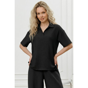 Блузка женская "Ясмина-1" фактурное полотно (р-ры: 44-54) черный Блузка женская "Ясмина-1" фактурное полотно (р-ры: 44-54) черный