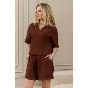 Шорты женские "Ясмина-5" фактурное полотно (р-ры: 44-54) коричневый Шорты женские "Ясмина-5" фактурное полотно (р-ры: 44-54) коричневый