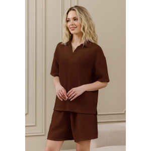 Шорты женские "Ясмина-5" фактурное полотно (р-ры: 44-54) коричневый Шорты женские "Ясмина-5" фактурное полотно (р-ры: 44-54) коричневый