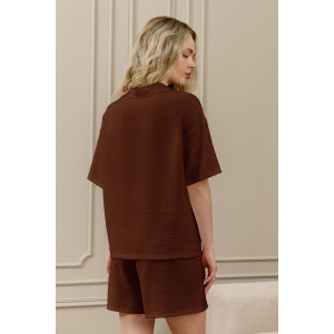 Шорты женские "Ясмина-5" фактурное полотно (р-ры: 44-54) коричневый Шорты женские "Ясмина-5" фактурное полотно (р-ры: 44-54) коричневый
